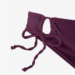 Conjunto de bikini de dos piezas color ciruela para mujer, top cruzado con cuello halter y efecto push-up, braga con lazo lateral, traje de baño de spandex y poliéster - Product Image 5
