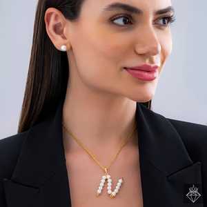 Ensemble de bijoux fins PRAO Ensemble pendentif et boucle d'oreille en perles élégantes - Product Image 3