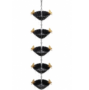 Chaîne de pluie noire en cuivre en forme de coupe, design moderne, décoration suspendue pour la maison, créant un mouvement d'eau élégant, faite à la main, prête à être expédiée - Product Image 2