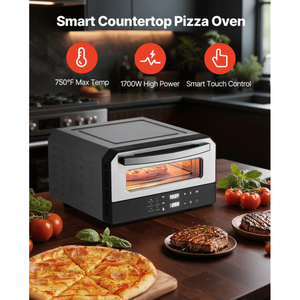 Horno Eléctrico para Pizza de 12 Pulgadas con Piedra para Pizza de 750 °F (350 °C), Potencia de 1700 W, Capacidad de 360 Grados para Tostar y Hornear Pizzas - Product Image 2
