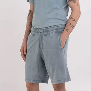 Shorts élégants pour hommes en coton 100% délavé à l'acide, taille mi-haute, coupe décontractée, pour la plage et le style décontracté estival au quotidien - Product Image 3