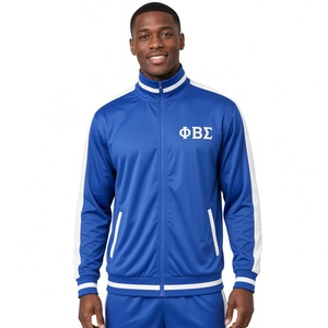 Phi Beta Sigma Vintage <b>Track</b> <b>Jacket</b> Royal Blue White Trim Full Zip Long Sleeve Fraternity Athletic Warm Up <b>Jacket</b> for <b>Men</b> Campus - Product Image 1