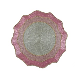 Multiple <b>Beads</b> Design Rounded Place mat With Colored Design For Home Decor Tableware Dinning Table Party and Wedding Design Pads - Product Image 4