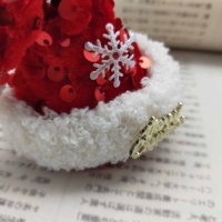 Barrettes et chapeau de Noël pour filles avec décoration en tissu flocon de neige et paillettes 10x6cm, saisonnières pour tenue de fête festive