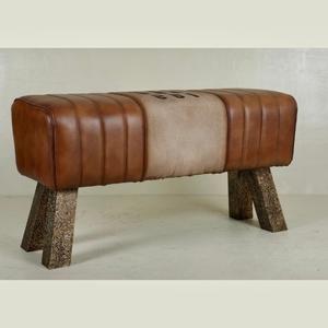 ม้านั่งหนังอินเดียทำมือและเก้าอี้ออกกำลังกายโครงไม้ เหมาะสำหรับตกแต่งห้องโถง ห้องนอน และพื้นที่รับประทานอาหาร สำหรับการสั่งซื้อจำนวนมาก - Product Image 5