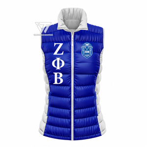 เสื้อกั๊กผู้หญิงแบบควิลท์ปักลายตามสั่งสำหรับชมรม Zeta Phi Beta ของกรีซ ขายส่ง เสื้อแจ็คเก็ตฤดูหนาวแบบไม่มีแขน - Product Image 1