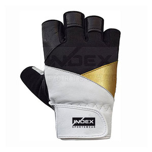 Guantes de Gimnasio de Medio Dedo, Negros, Blancos y Dorados, de Cuero PU, para Levantamiento de Pesas, Unisex - Product Image 5
