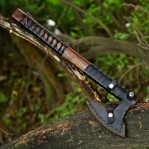 Handmade Outdoor Viking Hatchet Handcrafted Carbon Steel With Wood & Leather Wrapped Handle <b>Axe</b> Industrial & DIY Grade <b>Axe</b> - Product Image 6