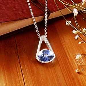 Pendentif Saphir Bleu en Argent Sterling 925, Breloque Ovale Plaqué Or 14K, Bijou Fait Main pour Fiançailles, Cadeau - Product Image 6