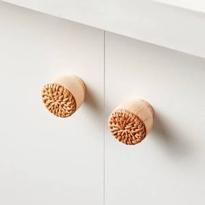 Poignées de meuble en rotin bohème, faites à la main, naturelles, pour commodes et portes - Product Image 6