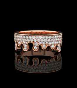 Mens Hip Hop Diamond Drip <b>Ring</b> Iced Out 925 Sterling <b>Silver</b> 10K 14K Gold Luxury <b>Statement</b> Party Wear Jewelry Gift for Him - Product Image 1