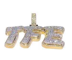 Pendentif Lettre Moissanite VVS1 Rond Glacé Hip Hop Pendentifs Personnalisés Pendentif Charme Moissanite et Autres Bijoux en Diamant - Product Image 3