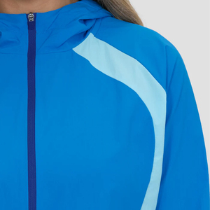 New Design Custom Women's Color Blocked Hooded Racer Jacket Full Sleeve Quilted Breathable Windproof Lightweight Purple <b>Zipper</b> - Product Image 3