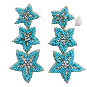 ต่างหูประดับลูกปัดรูปดาว 3 ชั้น ทำมือ สำหรับผู้หญิง คุณภาพพรีเมียม น้ำหนักเบา ทันสมัย เหมาะสำหรับงานเทศกาล ราคาสุดคุ้ม - Product Image 1