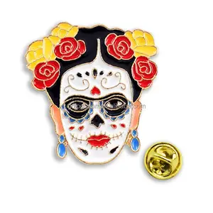 Manufacturer China Customized Mexico Souvenir Badge Custom Logo Metal Sugar Skull Enamel Lapel Pin