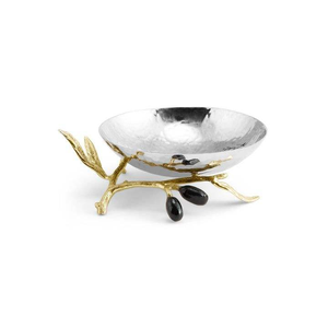 Cuenco de lujo de acero inoxidable martillado al por mayor, decorativo, plateado, para ensalada y fruta, con soporte dorado de granada - Product Image 3