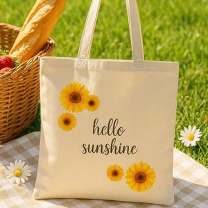 Natural Cotton Canvas Shopping <b>Bag</b> Reusable Eco Friendly Carry Tote with <b>Long</b> Shoulder Handles - Product Image 1