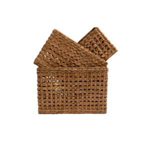 VIETCHOICE Cestas de Almacenamiento Cuadradas Modernas Plegables Ecológicas de Jacinto de Agua Natural, Cajas Organizadoras Tejidas a Mano - Product Image 5