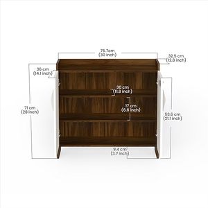 Zapatero de madera de dos tonos con 2 puertas, organizador de calzado con cerradura, con capacidad para guardar hasta 10-12 pares para el hogar. - Product Image 4