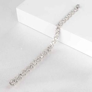 Silver <b>Rose</b> Gold Plated Moissanite Tennis Bracelet Brilliant Cut Channel Setting Geometric Design Trendy Unisex Everyday Wear - Product Image 4