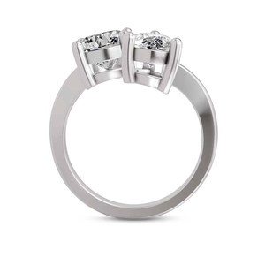 Nouvelle collection, différents motifs, bague en or massif 14k/18k Rosalie Two Stone Toi et Moi avec diamants de laboratoire, bijoux pour femmes. - Product Image 3