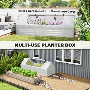 Fioriera rialzata zincata 8.6 x 3 x 1 piede con mini serra per erbe aromatiche e ortaggi, copertura per piccolo giardino - Product Image 4