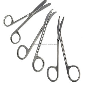 Jeu de ciseaux à point de suture 3 pièces 4.5 "droits, incurvés et coudés avec crochet en croissant Ciseaux en acier pour le retrait de suture, EMS - Product Image 6