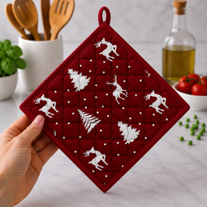 100% Cotton <b>Red</b> Color Christmas Printed Design Pot Holder Oven Safe Dishwasher Safe Indian Manufacturer Pot Holder for <b>Hot</b> Sale. - Product Image 4