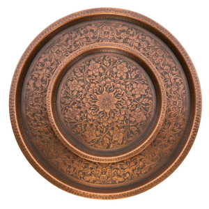 Bandeja de Servir Redonda de Cobre Puro Grabada a Mano, Plato de Metal para Alimentos, Diseño Persa Antiguo, Plato Decorativo para Mesa, Venta al por Mayor - Product Image 4