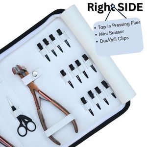 Kit de herramientas profesionales para extensiones de cabello: Alicates para crimpado de microperlas, Alicates para extensiones de cinta, Removedor de microperlas, Alicates de tres orificios, Tijeras y Clips - Product Image 3