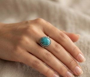 Handmade December Birthstone <b>Turquoise</b> <b>Ring</b> 925 Sterling Silver Natural Gemstone <b>Ring</b> Women Fashion Jewelry Christmas Gift - Product Image 5