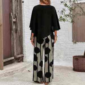 Pantalones Anchos Bohemios Estampados para Mujer, Cintura Alta, Corte Holgado, Cintura Elástica, Pantalones de Gasa con Estampado Floral para Verano - Product Image 5