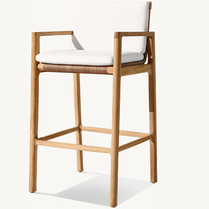 Muebles de silla de madera de teca con detalles de ratán, hermosos y duraderos para uso en exteriores en la terraza o el jardín. - Product Image 2
