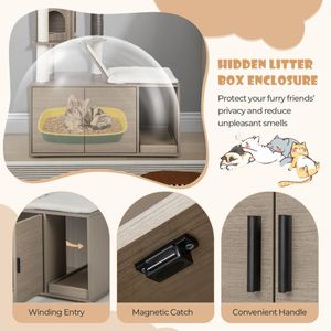 Indoor Car-Themed <b>Cat</b> Tree with Litter <b>Box</b> Enclosure Premium Pet Furniture - Product Image 5