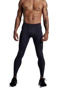 Leggings de compression couleur unie pour adultes, vêtements de sport, taille mi-haute élastique, avec poches latérales, pour adultes et garçons, avec option OEM - Product Image 5