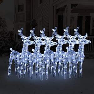 6 Piezas de Decoraciones Navideñas Inflables de Reno para Exteriores, 240 LED Acrílicos Blanco Frío - Product Image 1