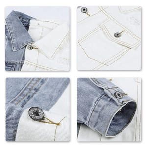 Veste en jean bicolore pour homme, style boutonné, 100 % coton, coupe classique, modèle haut de gamme - Product Image 4