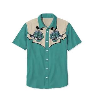 Chemises de plage décontractées pour hommes, à manches courtes, à fleurs, 100% coton, imprimées, style hawaïen, en twill - Product Image 2