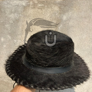 Sombrero de Vaquero de Cuero Vacuno con Pelo Sintético Negro, Ajustable, para Fiestas y Uso en Exteriores, Unisex, Servicios OEM/ODM Disponibles - Product Image 3
