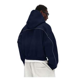 Sudadera con Capucha Premium para Hombre, Talla Grande, con Ribete en Contraste, Forro Polar Ecológico, Resistente al Viento, 280g, Logotipo Personalizado, Costura Invertida - Product Image 2