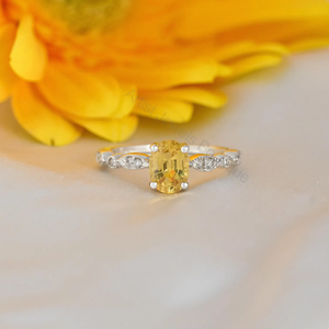 <b>Emerald</b> Cut Topaz Engagement <b>Ring</b> 925 <b>Silver</b> Prong Setting Classic Women's Jewelry - Product Image 6