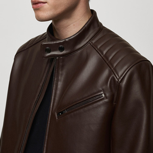 New Custom Men Leather <b>Jacket</b> for Adults Wholesale Winter Wear Street Style <b>Slim</b> <b>Fit</b> Front Logo Waterproof Windproof Low MOQ - Product Image 3