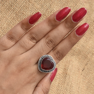 Natural Red <b>Garnet</b> Heart <b>Ring</b> 925 <b>Silver</b> Handmade Jewelry Romantic Promise Wedding Anniversary Valentine <b>Ring</b> for Her - Product Image 3