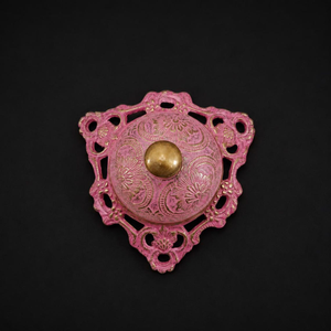 Pink Floral <b>Brass</b> Service <b>Bell</b> Decorative Push Call <b>Bell</b> Vintage Reception Desk <b>Bell</b> Hotel Restaurant Counter Tabletop Decor - Product Image 3
