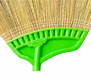 Natural Plant Material Broom <b>Head</b> <b>Fan</b>-Shaped Medium Bristles Durable Bamboo Handle Home Floor Use - Product Image 2