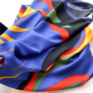 Foulard carré en twill de 90 cm pour femme, imprimé, châle, écharpe, bandana pour cheveux, foulard de tête, hijab - Product Image 2