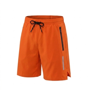 Shorts de sport légers pour hommes avec poche zippée, 100 % polyester, à carreaux, taille mi-haute, imperméables et à séchage rapide - Product Image 1