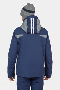 <b>Men's</b> <b>Navy</b> Hooded Waterproof Sporty Puffer Jacket with Zipper Closure Regular Fit Polyester Shell Winter Wear <b>Fleece</b> Lining Long - Product Image 2