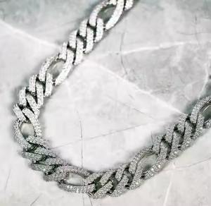 925 Sterling <b>Silver</b> 14K White Gold Men's <b>Cuban</b> <b>Chain</b> 18mm, 22inchVVS1 Moissanite Diamond Pendant Charm Excellent Touch - Product Image 5