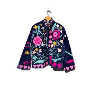 เสื้อแจ็คเก็ตผ้ากำมะหยี่ถักลายปักดอกไม้ซูซานี ผ้าฝ้าย สำหรับฤดูหนาว แบบยูนิเซ็กส์ - Product Image 1